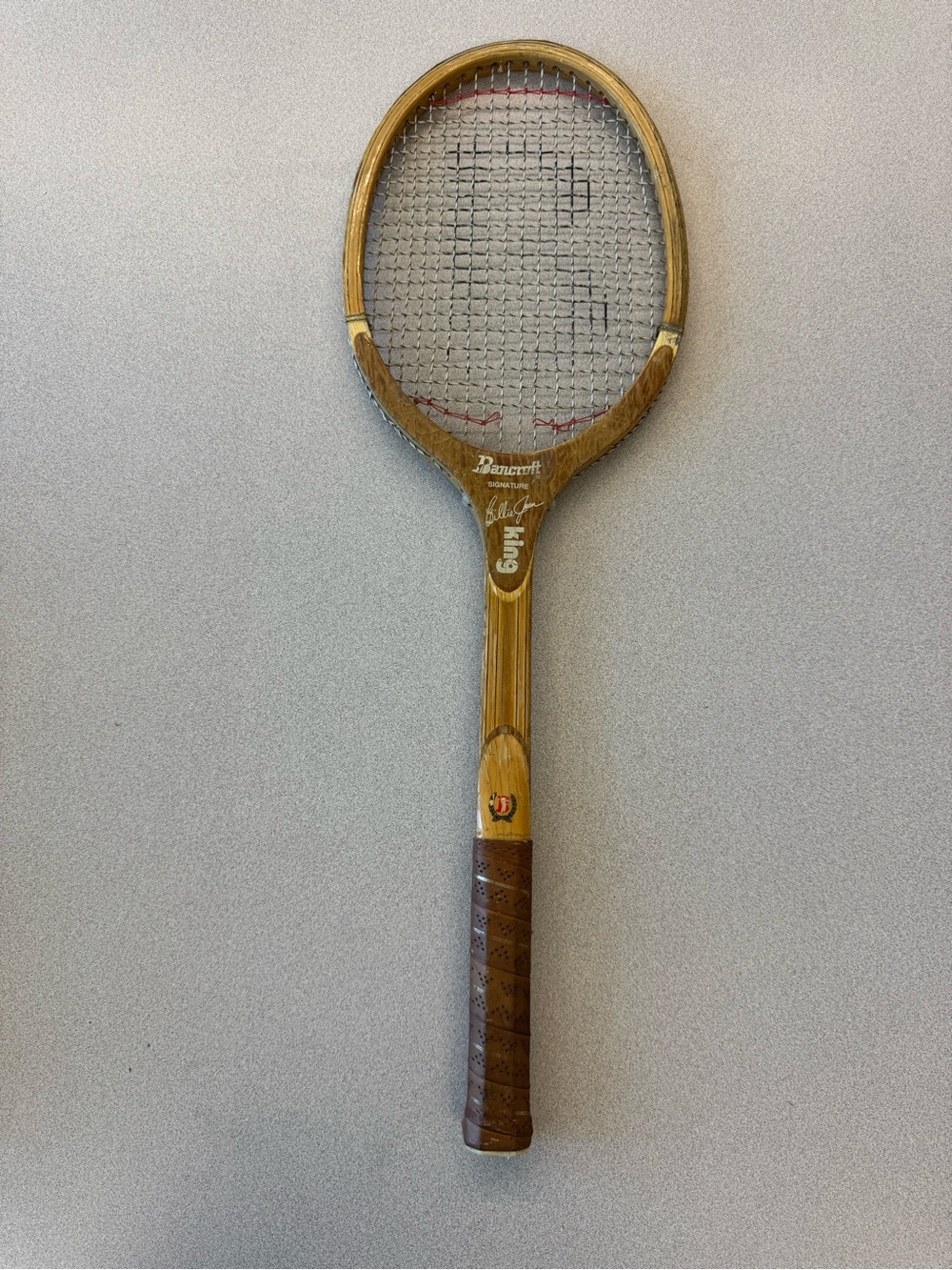 Vintage Bancroft Billie Jean King signature wooden tennis racket